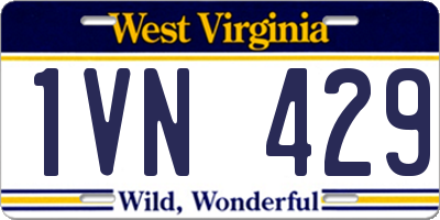 WV license plate 1VN429