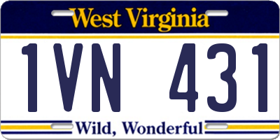 WV license plate 1VN431