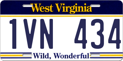 WV license plate 1VN434