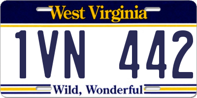 WV license plate 1VN442