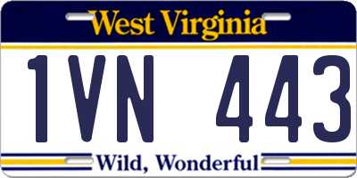 WV license plate 1VN443