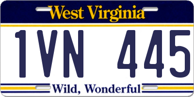 WV license plate 1VN445