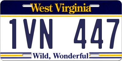 WV license plate 1VN447