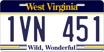 WV license plate 1VN451