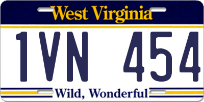 WV license plate 1VN454