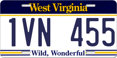WV license plate 1VN455