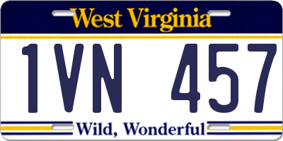 WV license plate 1VN457