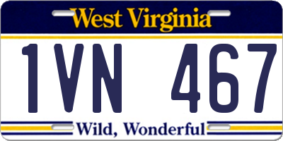 WV license plate 1VN467