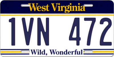 WV license plate 1VN472
