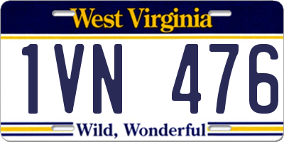 WV license plate 1VN476