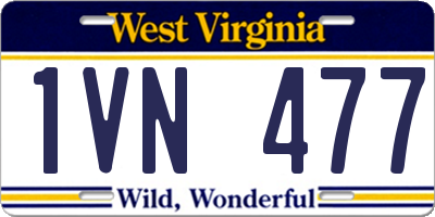 WV license plate 1VN477