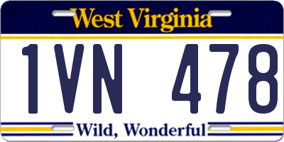 WV license plate 1VN478