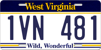 WV license plate 1VN481