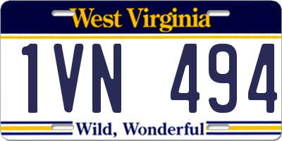 WV license plate 1VN494