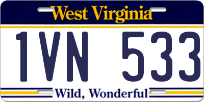 WV license plate 1VN533