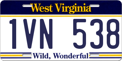 WV license plate 1VN538