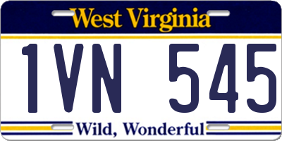 WV license plate 1VN545
