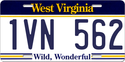 WV license plate 1VN562