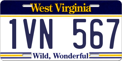 WV license plate 1VN567