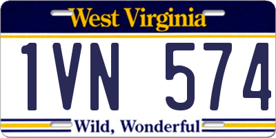 WV license plate 1VN574