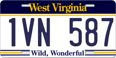 WV license plate 1VN587