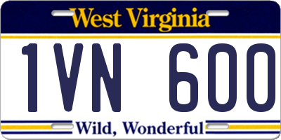 WV license plate 1VN600