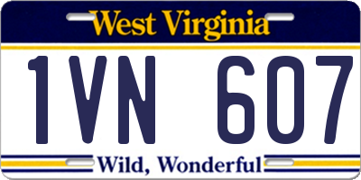 WV license plate 1VN607