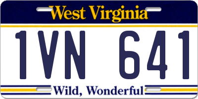 WV license plate 1VN641