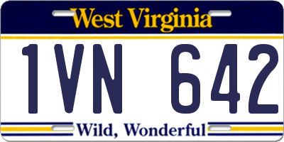 WV license plate 1VN642