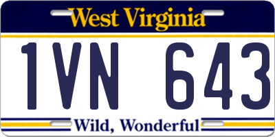 WV license plate 1VN643