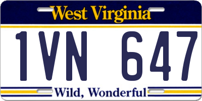 WV license plate 1VN647