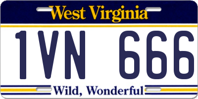 WV license plate 1VN666