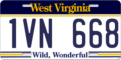 WV license plate 1VN668