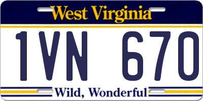 WV license plate 1VN670