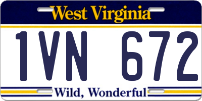 WV license plate 1VN672