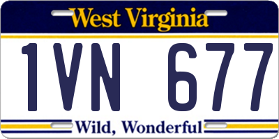 WV license plate 1VN677