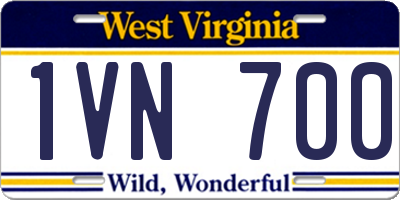 WV license plate 1VN700