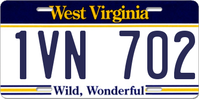 WV license plate 1VN702