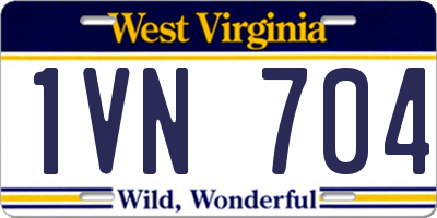 WV license plate 1VN704