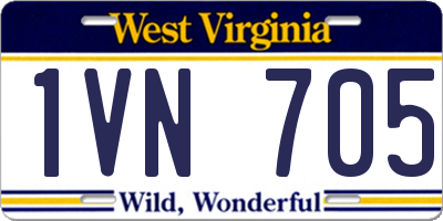 WV license plate 1VN705