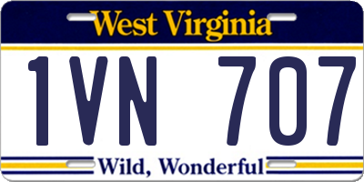 WV license plate 1VN707