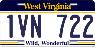 WV license plate 1VN722