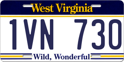 WV license plate 1VN730