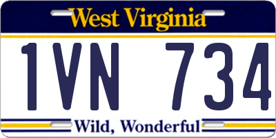 WV license plate 1VN734