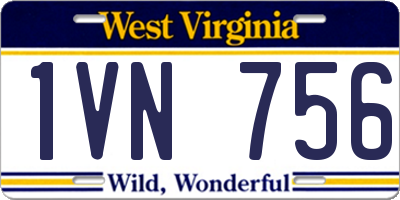 WV license plate 1VN756