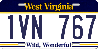 WV license plate 1VN767