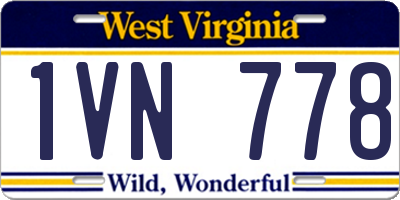 WV license plate 1VN778