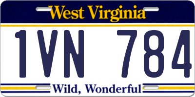 WV license plate 1VN784