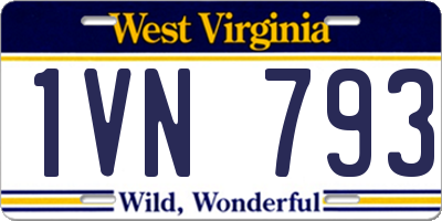 WV license plate 1VN793
