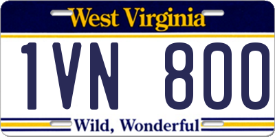 WV license plate 1VN800